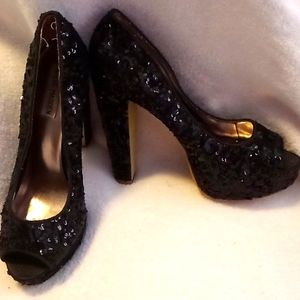 Beautiful black sequin covered heels